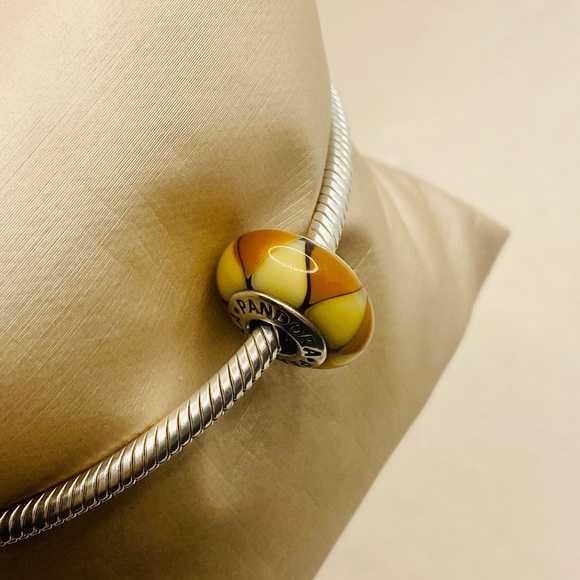 EUC Pandora 790638 Sterling Silver Captivating Amber Murano Glass Charm - Picture 9 of 12